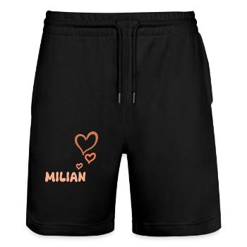 First name Milian - Stanley/Stella Trainer Unisex Organic Jogging Shorts - black - Front - Nik (191cm) & Marisol (170cm)