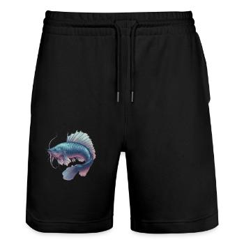 Poisson Fantasy - Short de jogging bio TRAINER Stanley/Stella unisexe - noir - Devant - Nik (191cm) & Marisol (170cm)