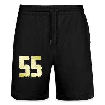 55 Zahl Vintage - Stanley/Stella Unisex Bio Joggingshorts Trainer  - Schwarz - Vorne - Nik (191cm) & Marisol (170cm)