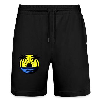 Palm Trees Beach Coucher de soleil - Short de jogging bio TRAINER Stanley/Stella unisexe - noir - Devant - Nik (191cm) & Marisol (170cm)