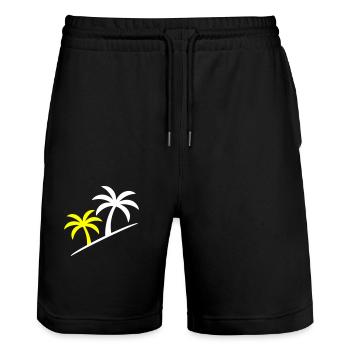 Palmier symbole plage - Short de jogging bio TRAINER Stanley/Stella unisexe - noir - Devant - Nik (191cm) & Marisol (170cm)