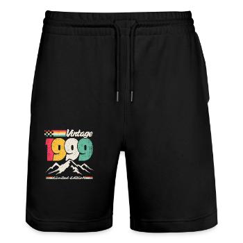 Vintage Limitierte Auflage 1999 - Stanley/Stella Unisex Bio Joggingshorts Trainer  - Schwarz - Vorne - Nik (191cm) & Marisol (170cm)