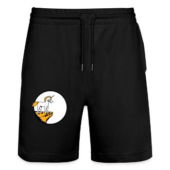 Unicorn Cliff Moon Evil Angry Bad Mood - Stanley/Stella Trainer Unisex Organic Jogging Shorts - black - Front - Nik (191cm) & Marisol (170cm)