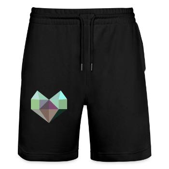 vert coeur - Short de jogging bio TRAINER Stanley/Stella unisexe - noir - Devant - Nik (191cm) & Marisol (170cm)