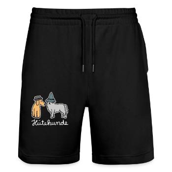 Hütehunde Hunde mit Hut Huetehund - Stanley/Stella Unisex Bio Joggingshorts Trainer  - Schwarz - Vorne - Nik (191cm) & Marisol (170cm)