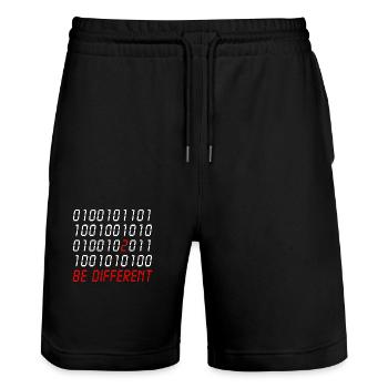 0100101 be different nerd programer gift idea - Short de jogging bio TRAINER Stanley/Stella unisexe - noir - Devant - Nik (191cm) & Marisol (170cm)