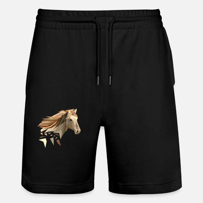 Pferd geometrisch low poly - Stanley/Stella Unisex Bio Joggingshorts Trainer  - Schwarz
