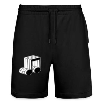 music note pattern symbol contour 3d characters party mu - Stanley/Stella Trainer Unisex Organic Jogging Shorts - black - Front - Nik (191cm) & Marisol (170cm)