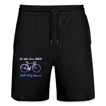 Ich fahre ohne Akku, weil ich's kann lustig Rad - Stanley/Stella Unisex Bio Joggingshorts Trainer  - Schwarz - Vorne - Nik (191cm) & Marisol (170cm)