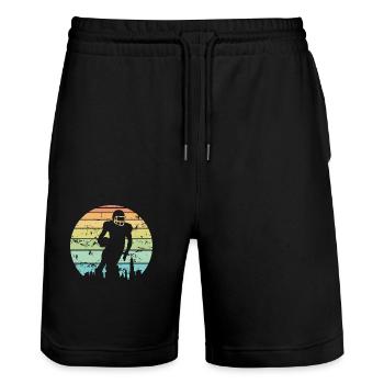 Cadeau vintage de joueurs de football pour les hommes femmes et enfants - Short de jogging bio TRAINER Stanley/Stella unisexe - noir - Devant - Nik (191cm) & Marisol (170cm)