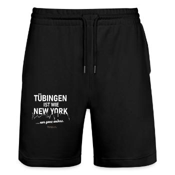 Tübingen ist wie New York - Stanley/Stella Unisex Bio Joggingshorts Trainer  - Schwarz - Vorne - Nik (191cm) & Marisol (170cm)