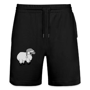 Lustiges lachendes Schaf - Stanley/Stella Unisex Bio Joggingshorts Trainer  - Schwarz - Vorne - Nik (191cm) & Marisol (170cm)