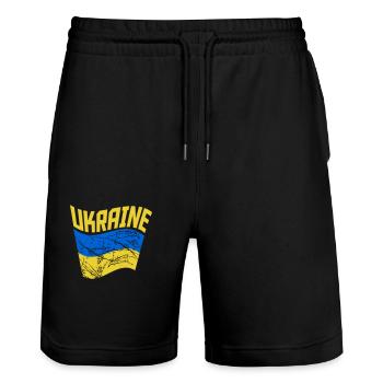 Drapeau Wehen Ukraine - Short de jogging bio TRAINER Stanley/Stella unisexe - noir - Devant - Nik (191cm) & Marisol (170cm)