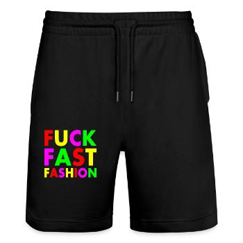 Fuck fast fashion - Stanley/Stella Unisex Bio Joggingshorts Trainer  - Schwarz - Vorne - Nik (191cm) & Marisol (170cm)
