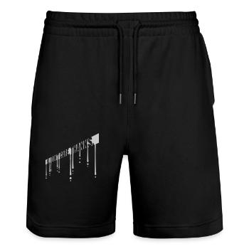 Hi I don't care - Stanley/Stella Trainer Unisex Organic Jogging Shorts - black - Front - Nik (191cm) & Marisol (170cm)