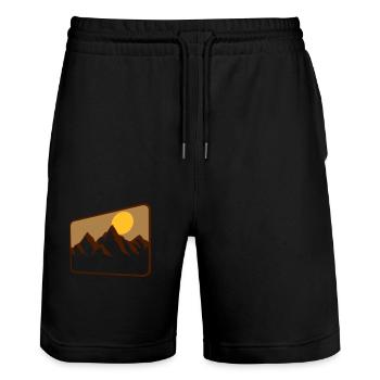 landscape shield mountains silhouette - Stanley/Stella Trainer Unisex Organic Jogging Shorts - black - Front - Nik (191cm) & Marisol (170cm)