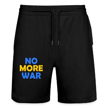 No more war - Stanley/Stella Trainer Unisex Organic Jogging Shorts - black - Front - Nik (191cm) & Marisol (170cm)
