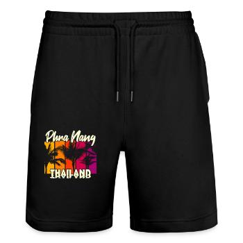 Phra Nang Thailand - Stanley/Stella Unisex Bio Joggingshorts Trainer  - Schwarz - Vorne - Nik (191cm) & Marisol (170cm)