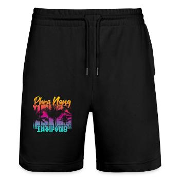 Phra Nang Thailand - Stanley/Stella Unisex Bio Joggingshorts Trainer  - Schwarz - Vorne - Nik (191cm) & Marisol (170cm)