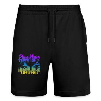 Phra Nang Thailand - Stanley/Stella Unisex Bio Joggingshorts Trainer  - Schwarz - Vorne - Nik (191cm) & Marisol (170cm)