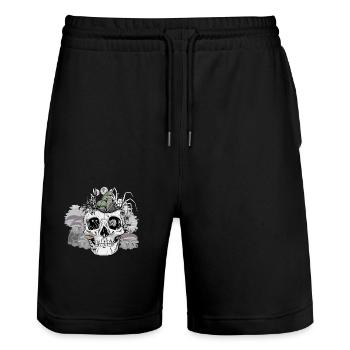 Horror Halloween Spider Skull Autumn Mushrooms - Stanley/Stella Trainer Unisex Organic Jogging Shorts - black - Front - Nik (191cm) & Marisol (170cm)