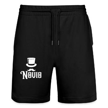 Novio Top Hat Moutache Fiançailles Marié - Short de jogging bio TRAINER Stanley/Stella unisexe - noir - Devant - Nik (191cm) & Marisol (170cm)