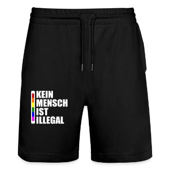 Kein mensch ist illegal - Stanley/Stella Unisex Bio Joggingshorts Trainer  - Schwarz - Vorne - Nik (191cm) & Marisol (170cm)