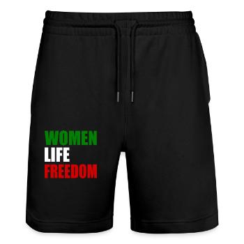 Women life freedom - Stanley/Stella Unisex Bio Joggingshorts Trainer  - Schwarz - Vorne - Nik (191cm) & Marisol (170cm)