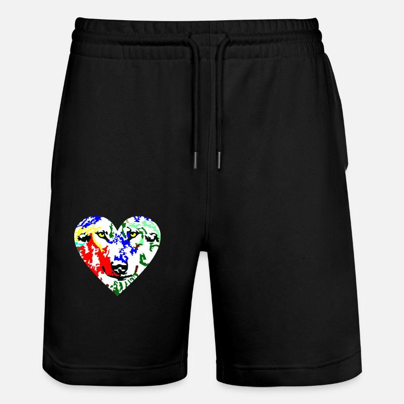 Herz Wolf bunt - Stanley/Stella Unisex Bio Joggingshorts Trainer  - Schwarz