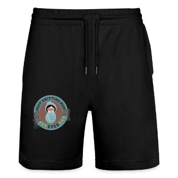 Nähen Stricken Häkeln Mama Best Knitting Mom Ever - Stanley/Stella Unisex Bio Joggingshorts Trainer  - Schwarz - Vorne - Nik (191cm) & Marisol (170cm)