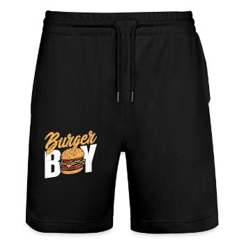 Burger Boy Hamburger Food Meat Buns - Stanley/Stella Trainer Unisex Organic Jogging Shorts - black - Front - Nik (191cm) & Marisol (170cm)