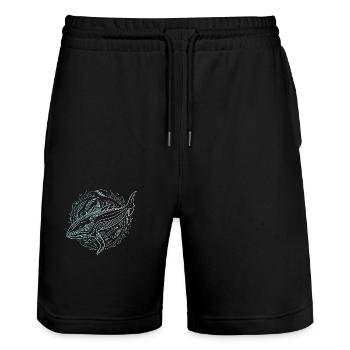 Baleine abstraite - Short de jogging bio TRAINER Stanley/Stella unisexe - noir - Devant - Nik (191cm) & Marisol (170cm)