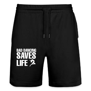Dancing Dance Music - Stanley/Stella Trainer Unisex Organic Jogging Shorts - black - Front - Nik (191cm) & Marisol (170cm)