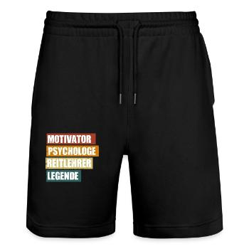 Lustiger Reitlehrer Spruch zum Geburtstag - Stanley/Stella Unisex Bio Joggingshorts Trainer  - Schwarz - Vorne - Nik (191cm) & Marisol (170cm)