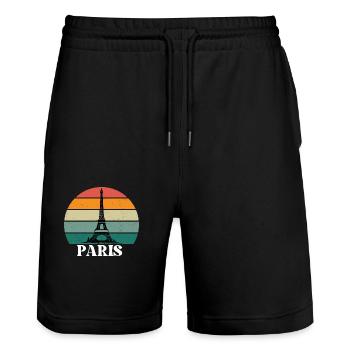 Paris - Short de jogging bio TRAINER Stanley/Stella unisexe - noir - Devant - Nik (191cm) & Marisol (170cm)