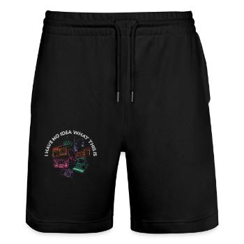 I Have No Idea What This Is Funny 70s 80s - Stanley/Stella Unisex Bio Joggingshorts Trainer  - Schwarz - Vorne - Nik (191cm) & Marisol (170cm)