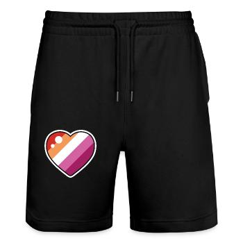 Coeur (drapeau lesbien) - Short de jogging bio TRAINER Stanley/Stella unisexe - noir - Devant - Nik (191cm) & Marisol (170cm)