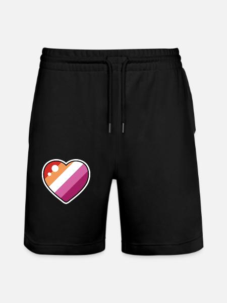 Heart (Lesbian Flag) - Stanley/Stella Trainer Unisex Organic Jogging Shorts - black