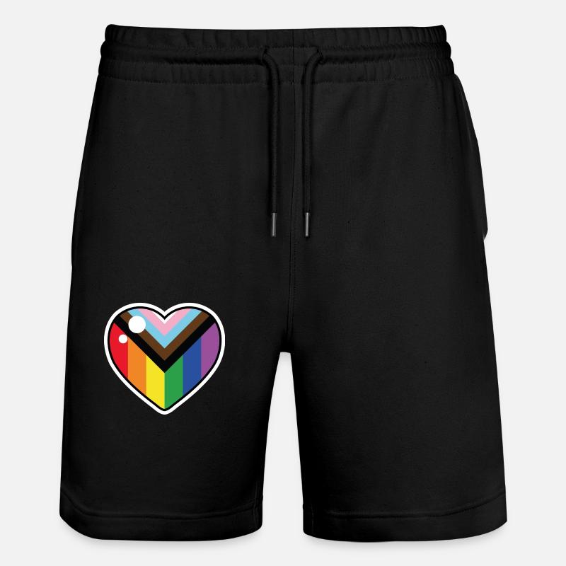 Heart (Progress Pride flag) - Stanley/Stella Trainer Unisex Organic Jogging Shorts - black
