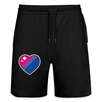 Heart (Bisexual flag) - Stanley/Stella Trainer Unisex Organic Jogging Shorts - black - Front - Nik (191cm) & Marisol (170cm)
