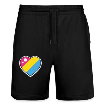 Heart (Pansexual Flag) - Stanley/Stella Trainer Unisex Organic Jogging Shorts - black - Front - Nik (191cm) & Marisol (170cm)