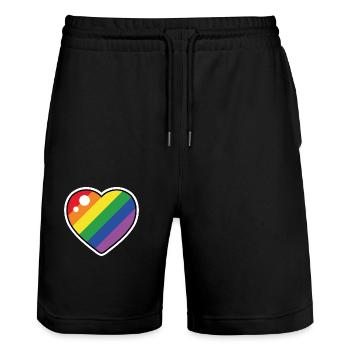 Heart (Pride Flag) - Stanley/Stella Trainer Unisex Organic Jogging Shorts - black - Front - Nik (191cm) & Marisol (170cm)