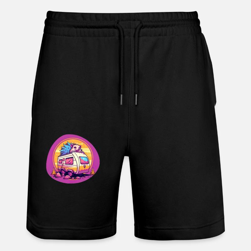 Hérisson sur caravane camping - Short de jogging bio TRAINER Stanley/Stella unisexe - noir