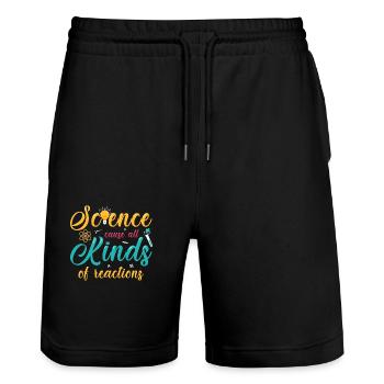 La science provoque toutes sortes de réactions - Short de jogging bio TRAINER Stanley/Stella unisexe - noir - Devant - Nik (191cm) & Marisol (170cm)