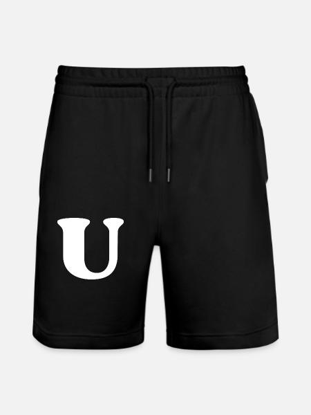 letter u - Stanley/Stella Trainer Unisex Organic Jogging Shorts - black