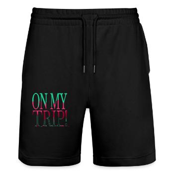 jokes present idea internet sayings funny sayings - Stanley/Stella Unisex Bio Joggingshorts Trainer  - Schwarz - Vorne - Nik (191cm) & Marisol (170cm)