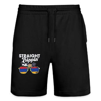 Straight Trippin' Armenia Vacation Tour Travel - Stanley/Stella Unisex Bio Joggingshorts Trainer  - Schwarz - Vorne - Nik (191cm) & Marisol (170cm)