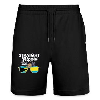 Straight Trippin' Bahamas Vacation Tour Travel - Stanley/Stella Trainer Unisex Organic Jogging Shorts - black - Front - Nik (191cm) & Marisol (170cm)