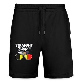 Straight Trippin' Belgium Vacation Tour Voyage - Short de jogging bio TRAINER Stanley/Stella unisexe - noir - Devant - Nik (191cm) & Marisol (170cm)