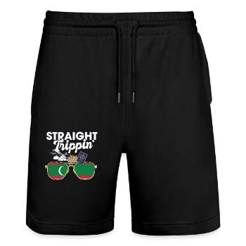 Straight Trippin' Maldives Vacation Tour Travel - Stanley/Stella Trainer Unisex Organic Jogging Shorts - black - Front - Nik (191cm) & Marisol (170cm)